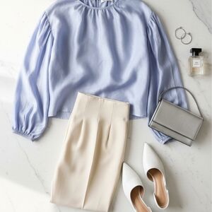 Elegant Light Blue Women's Top